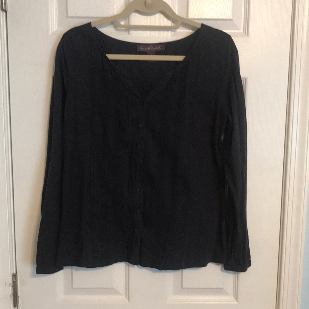 Navy Button Down Top
